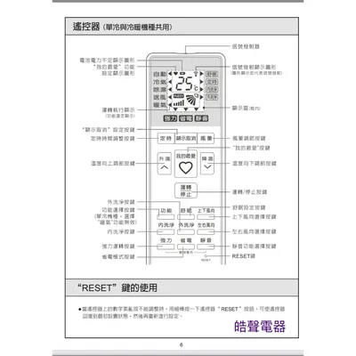 AR-2096 現貨 聲寶冷氣遙控器AR-2096 適用AM-NF28DC AM-NF36DC原廠遙控器【皓聲電器】 商品圖 7