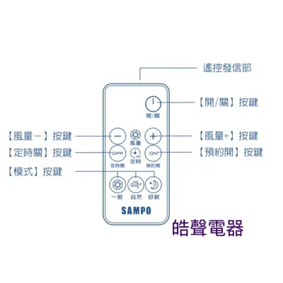 5026F3001 現貨 聲寶電風扇SK-PA14JD SK-PA16JD遙控器 原廠遙控器 電風扇遙控器 【皓聲電器】 商品圖 4