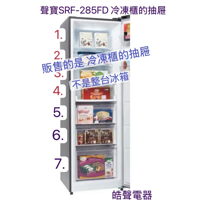 SRF-285FD 聲寶冷凍櫃SRF-285FD抽屜 托盤 直立式冷凍櫃 抽屜 原廠材料 冰箱配件【皓聲電器】 商品圖 1