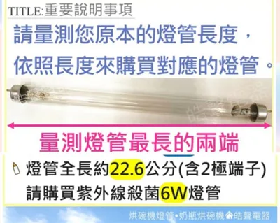 6W7P 現貨 聲寶烘碗機KB-GA30U燈管 6W紫外線殺菌燈管 飛利浦燈管 6W燈管 G6 T5 附啟動器【皓聲電器】 商品圖 6